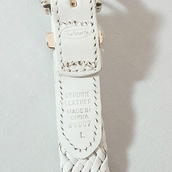 Talbots Southwestern Powder White Braided Genuine Leather Skinny Belt Lg Waist - Picture 9 of 11